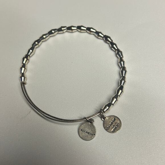 Alex and Ani Silver-Tone Bangle Bracelet Beaded Charms - Picture 1 of 7